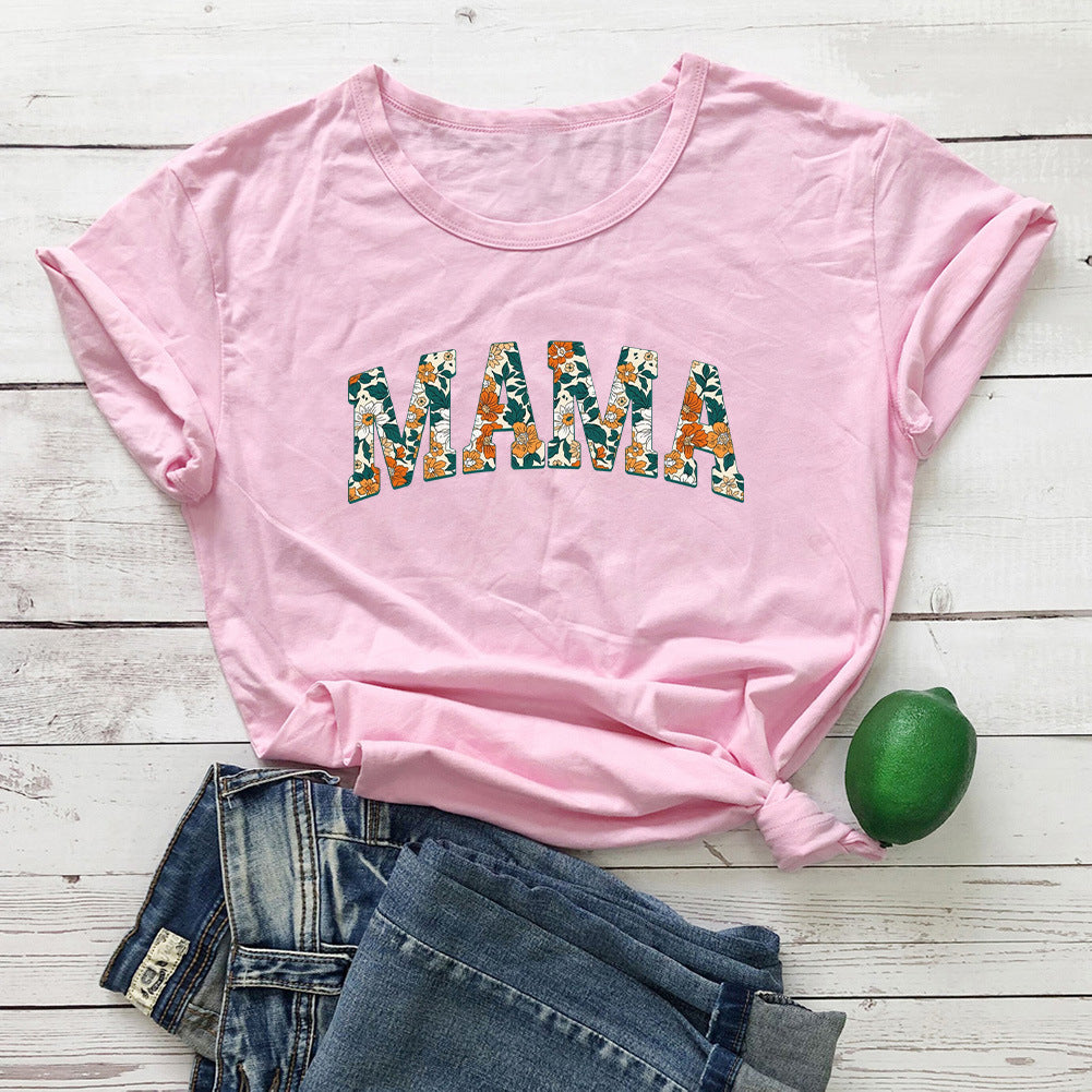 MAMA Camiseta informal con estampado de letras del día de la madre