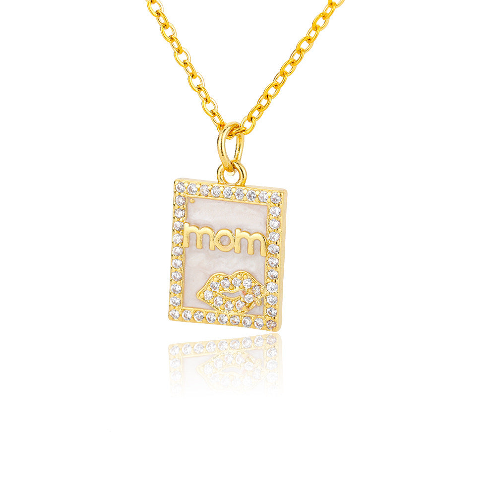 Mom Square Pendant Necklace