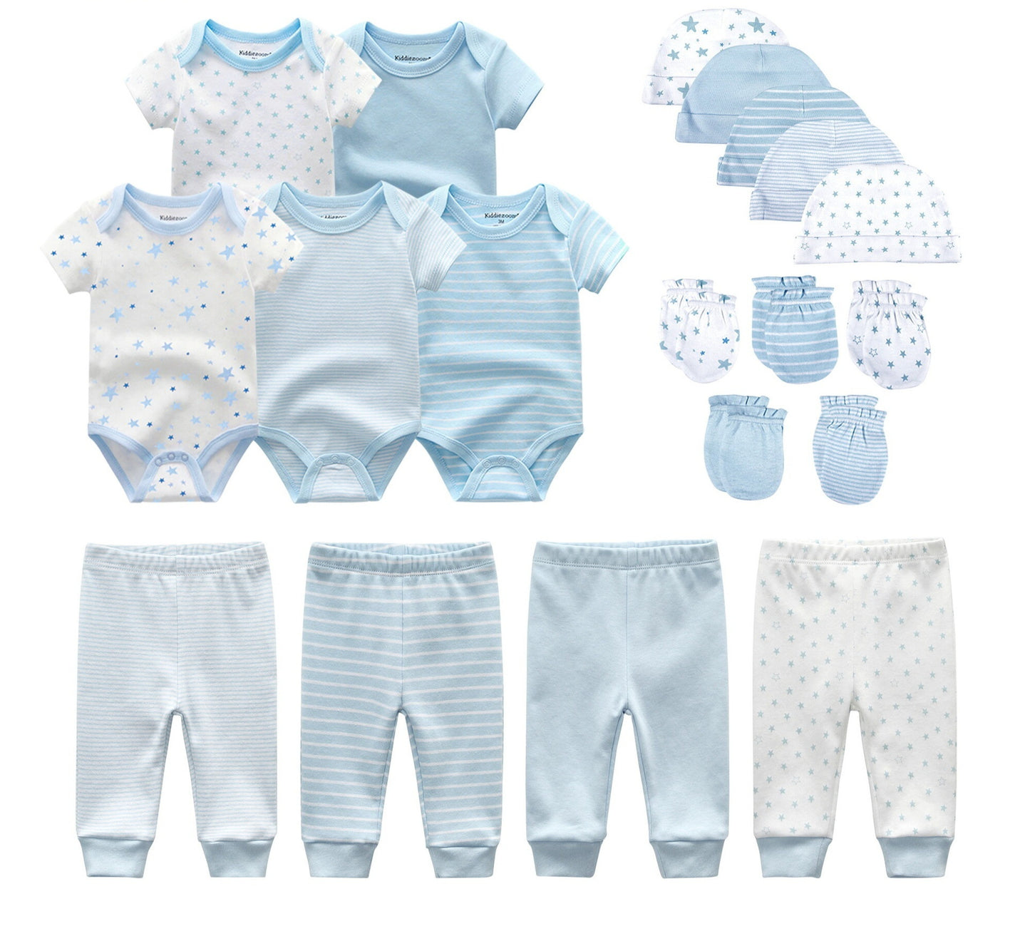 Cotton 19-piece Set Baby Rompers Pants Hat Gloves Combination Suit