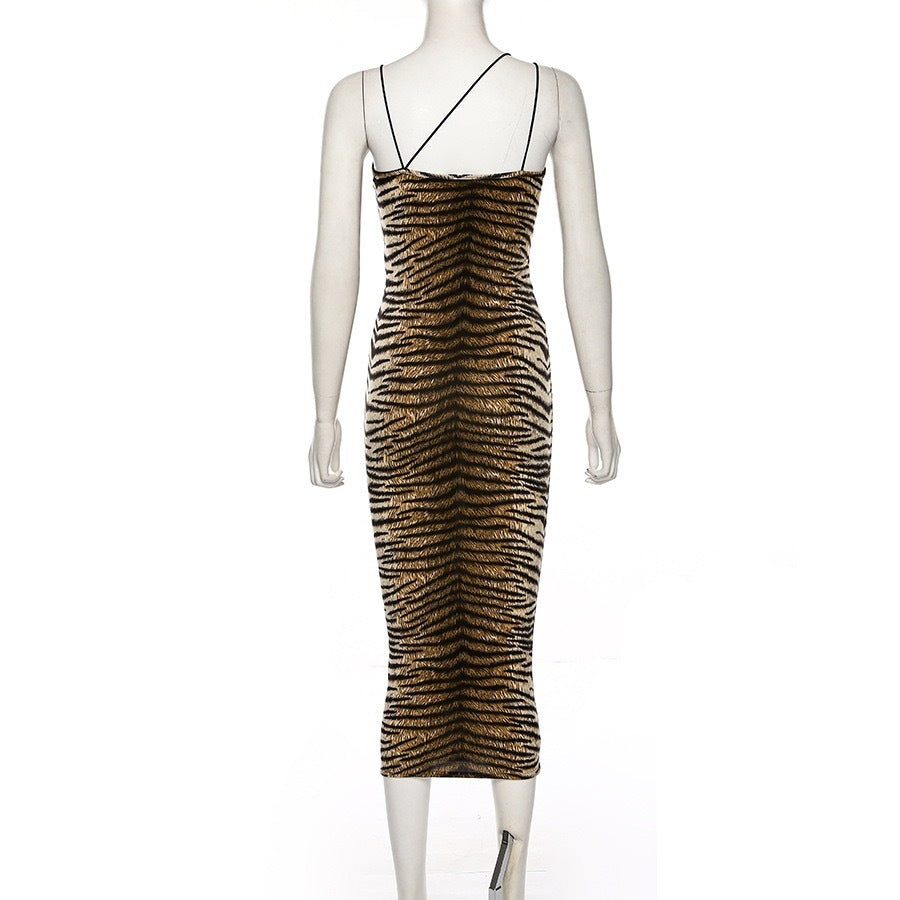 Slim Sexy Leopard Print Tiger Print Dress