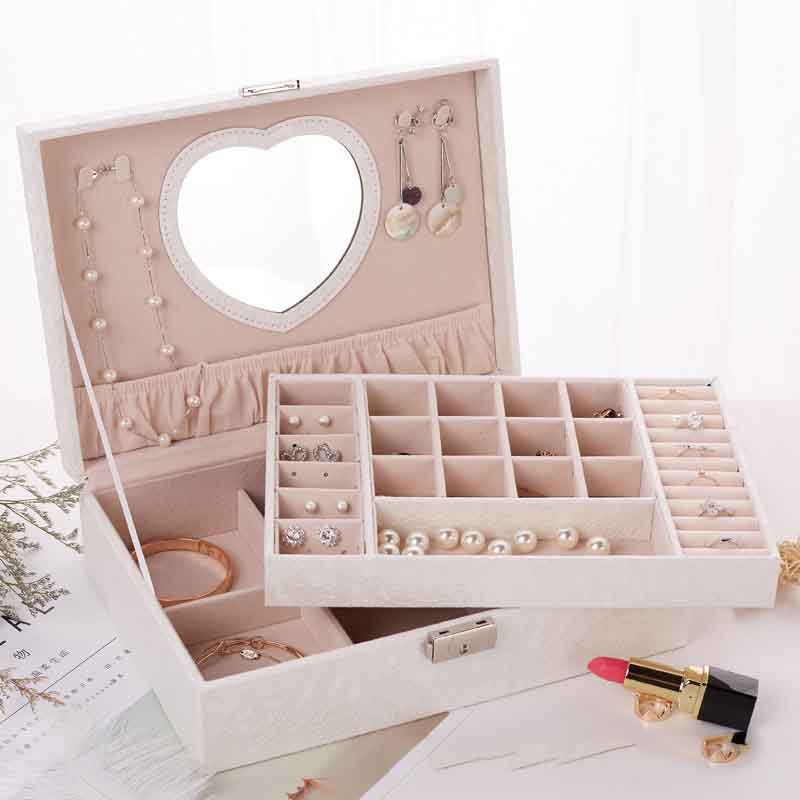 Simple Double-layer Large-capacity Pu Jewelry Box