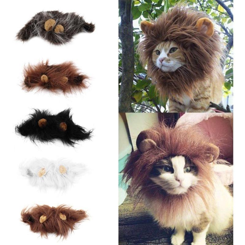 Gorro divertido para mascotas, para perros pequeños, gatos, con orejas de melena de león, bufanda, disfraz de Halloween para festivales