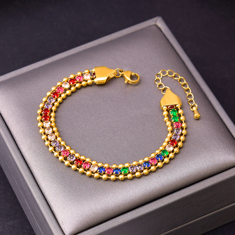 Bohemian Style Colorful Zircon Rhinestone Bracelet