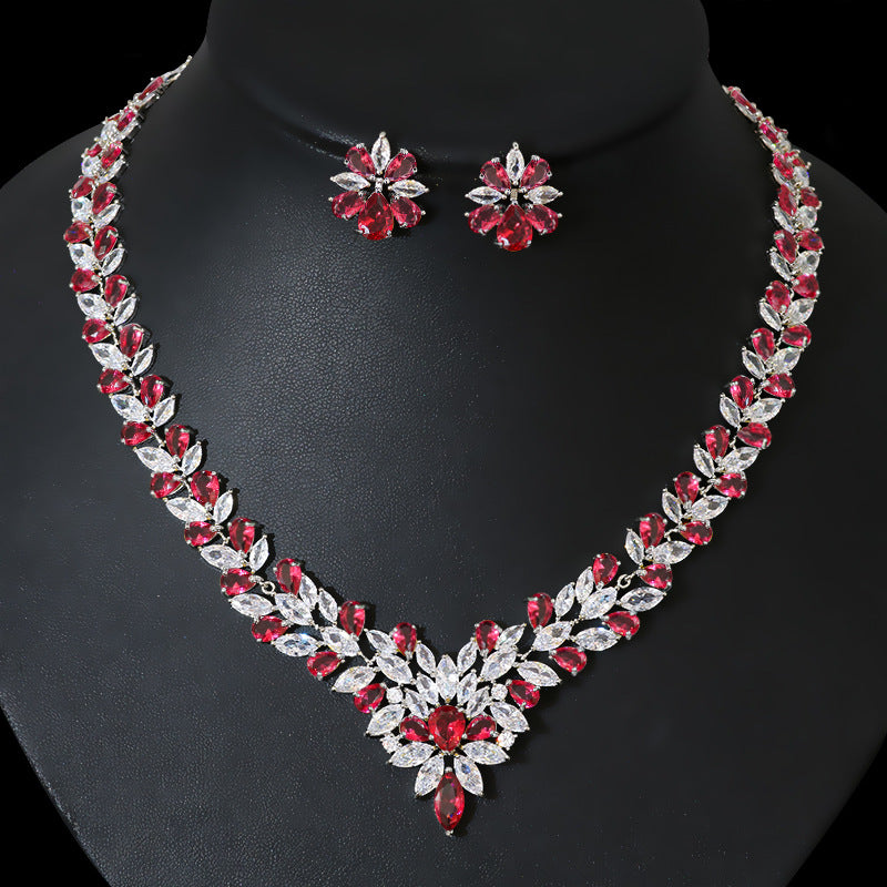 Flower Shape Cubic Zircon Classic Wedding Jewelry Sets