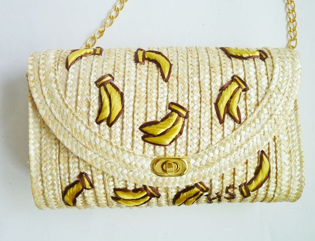 Banana and Cherry Straw Bag