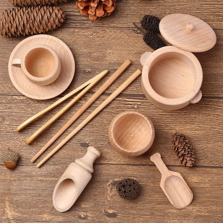 Children's Sensory Montessori Wooden Cutlery Set