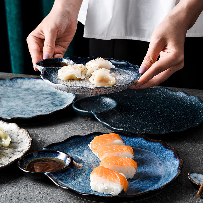 Cubiertos simples de cerámica, platos domésticos, patatas fritas, plato de camarones, plato de Sushi japonés Sashimi