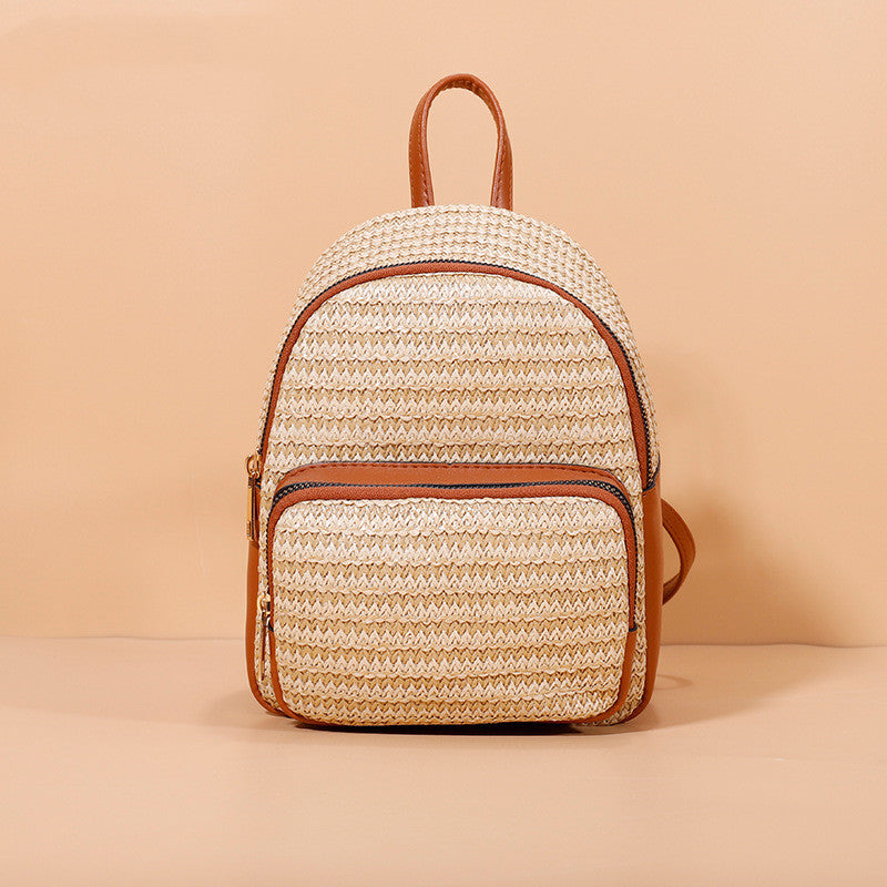 Women's New Fashion Texture Straw Backpack