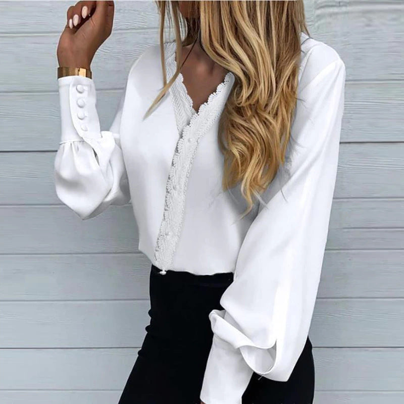 Women's Fashionable Printed Lace Casual Shirt