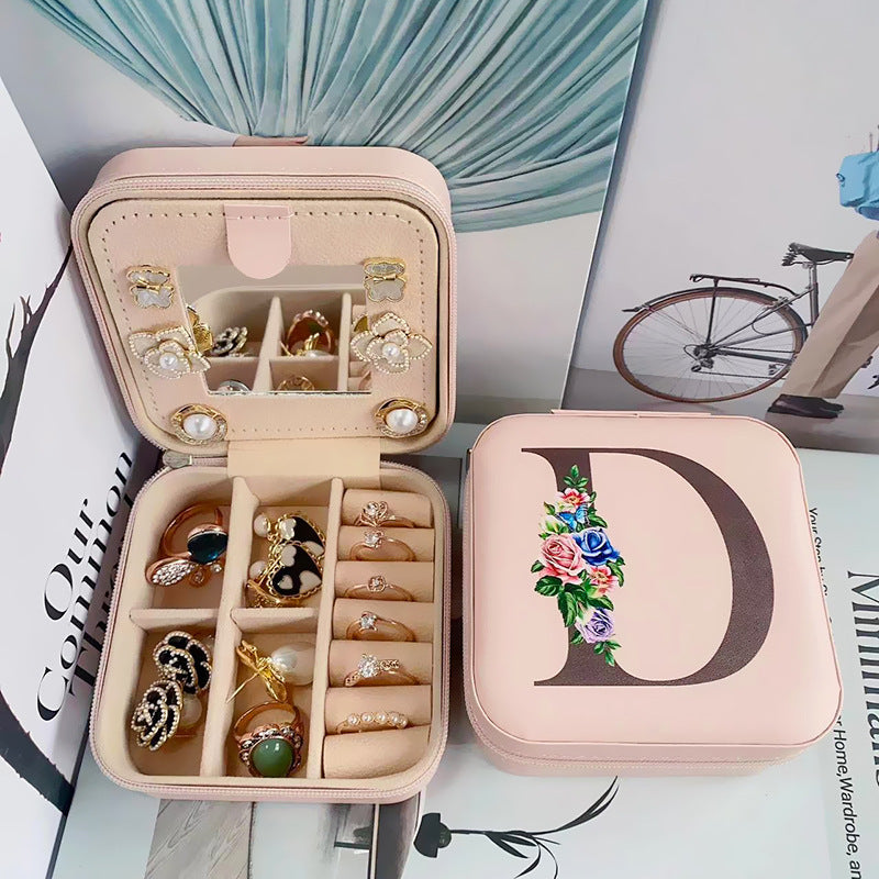 Simple Storage Mirror 26 Printed Letter Jewelry Box