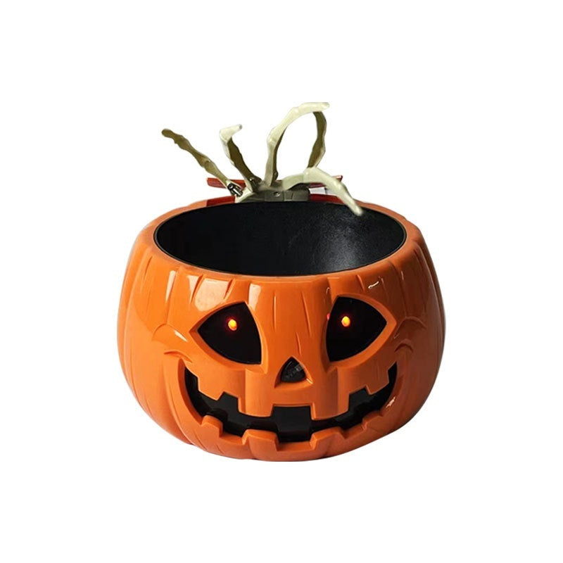 Lámpara de calabaza eléctrica creativa para Halloween para niños, cuenco para dulces