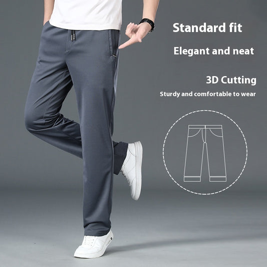 Elastic Waist Men's Loose Straight Stretch Business Casual Pants