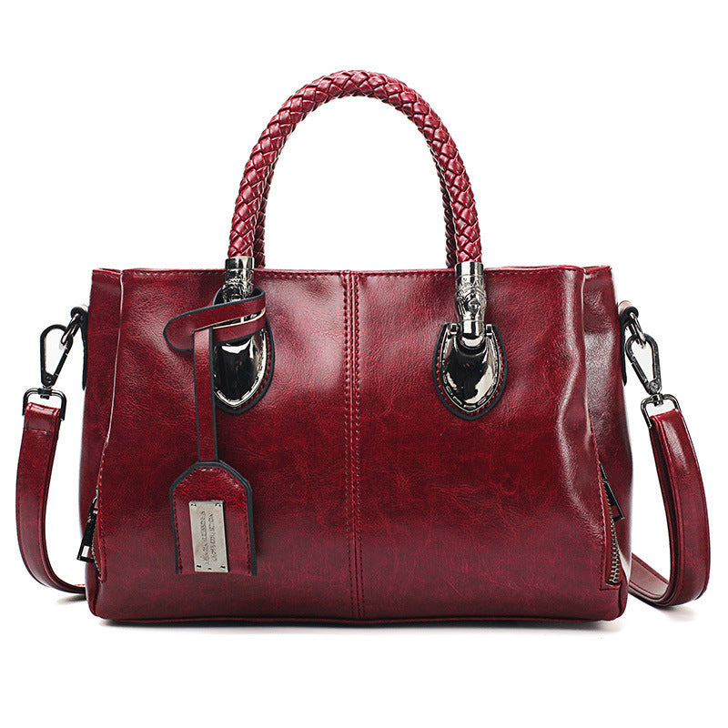 Vintage Oil Wax Leather Luxury Handbags Women Bags