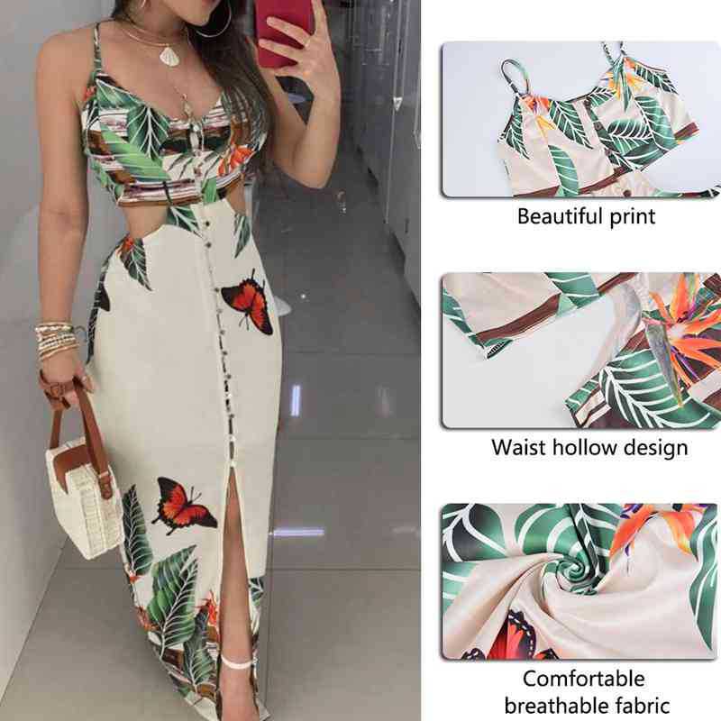 Cut-out Print Dress