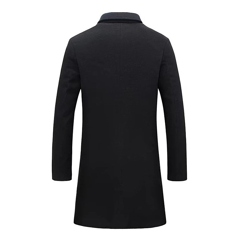 Winter Lapel Trench Coat Fashion Pocket Single Breasted Jacket Outerwear Casual Solid Color