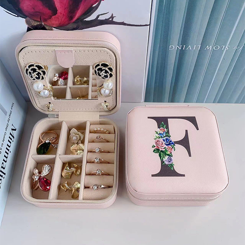 Simple Storage Mirror 26 Printed Letter Jewelry Box