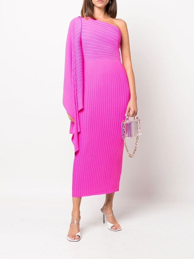 Summer Women's Pleated Shawl Dress