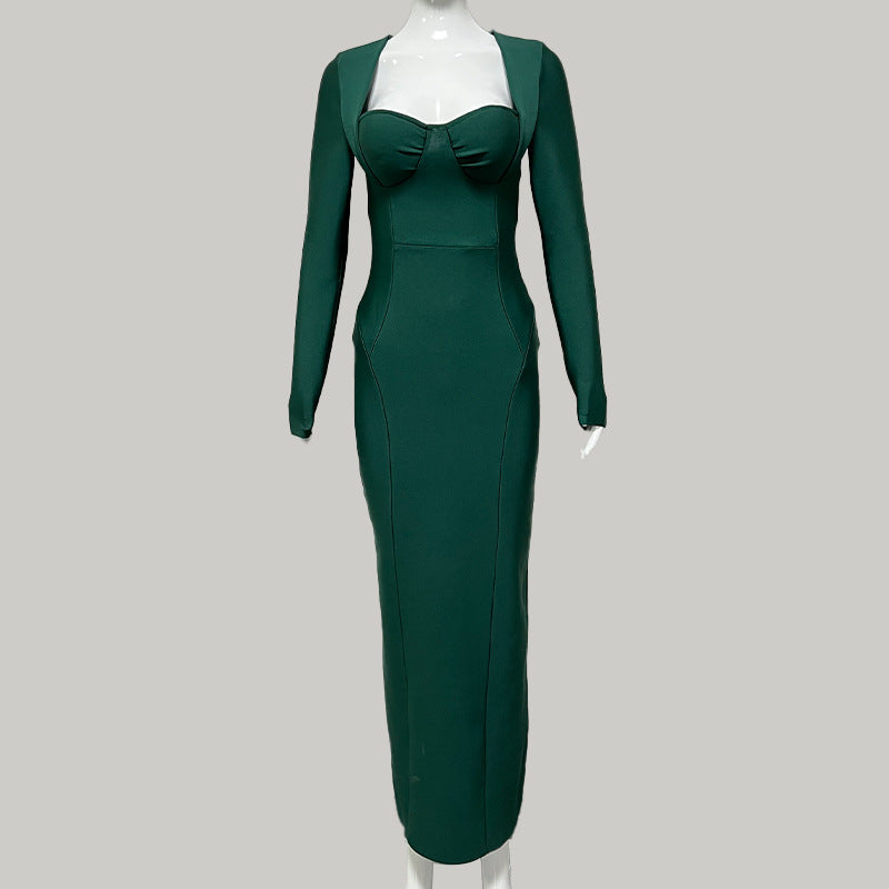 New Long Sleeve Extended Bandage One-piece Dress