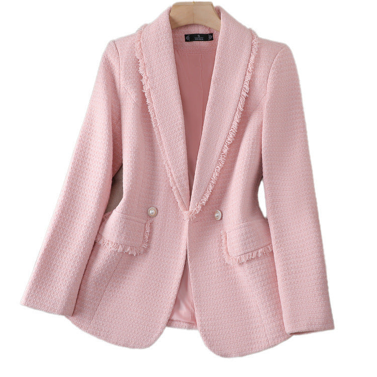 White Classic Style High-grade Tweed Coat