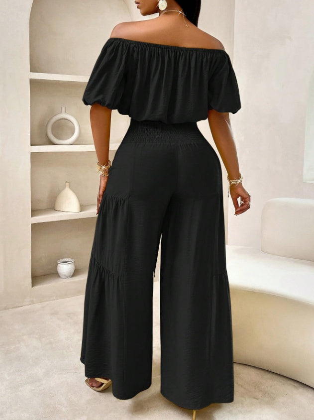 Combinaison à manches courtes pour femme avec plis aux manches d'été