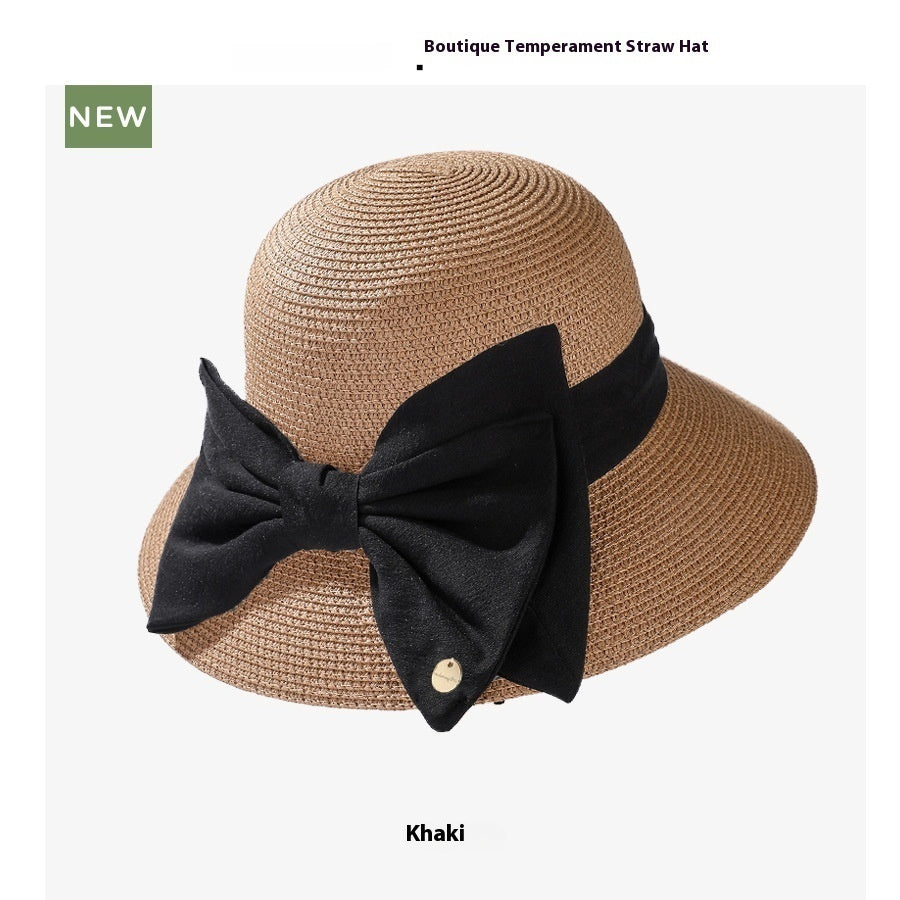 Light Luxury High-end Encryption Straw Summer Wide Brim Show Face Small Temperament Sun Hat