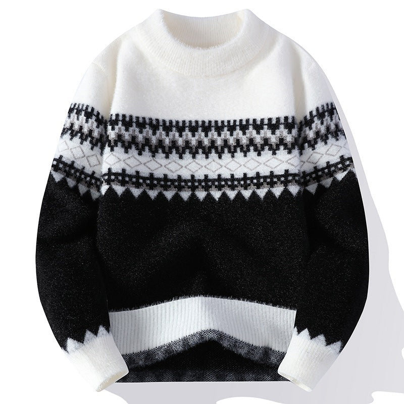 Fashion Men's Jacquard Pullover Knitted Sweater