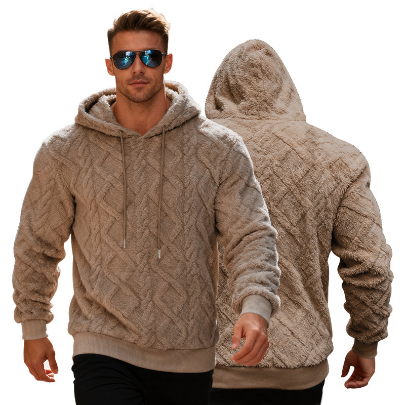 Pullover Top Men's Casual Solid Color Fleece Hoodie Clothing