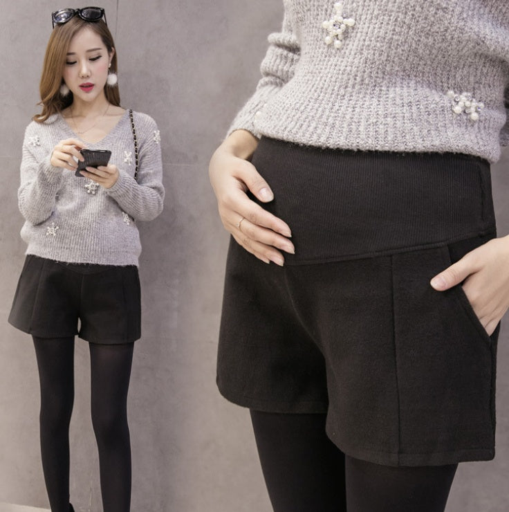 Pregnant Women Shorts, Tide Mom, Woolen Stomach Lift Pants