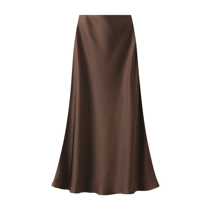 High-grade Draping Silky Satin Skirt For Women