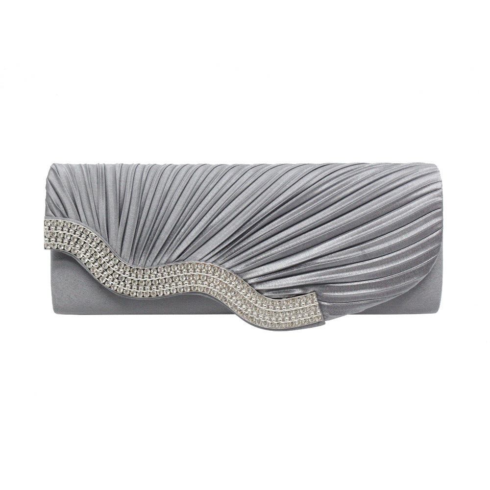 Rhinestone Pleated Clutch Bag