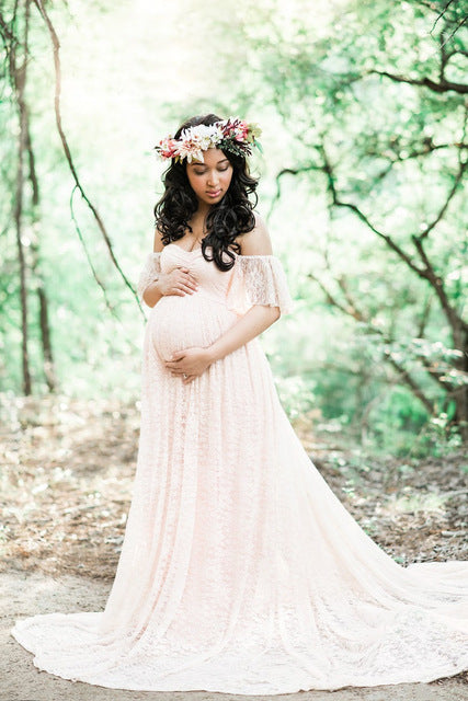 New Maternity Lace Dress Gowns for Photo Shoot Pregnant Dres