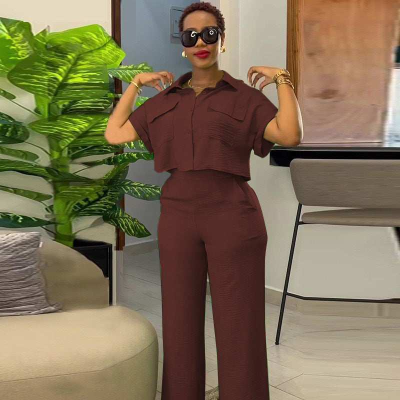 Shirt Wide Leg Trousers Fashion Suit