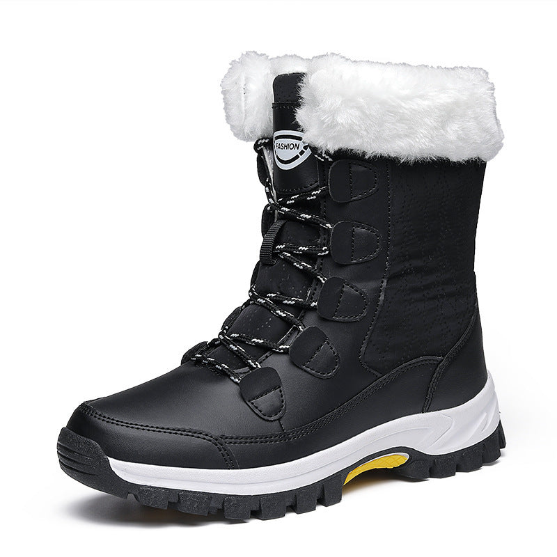 Botas de nieve impermeables para mujer hasta media pantorrilla con cremallera frontal