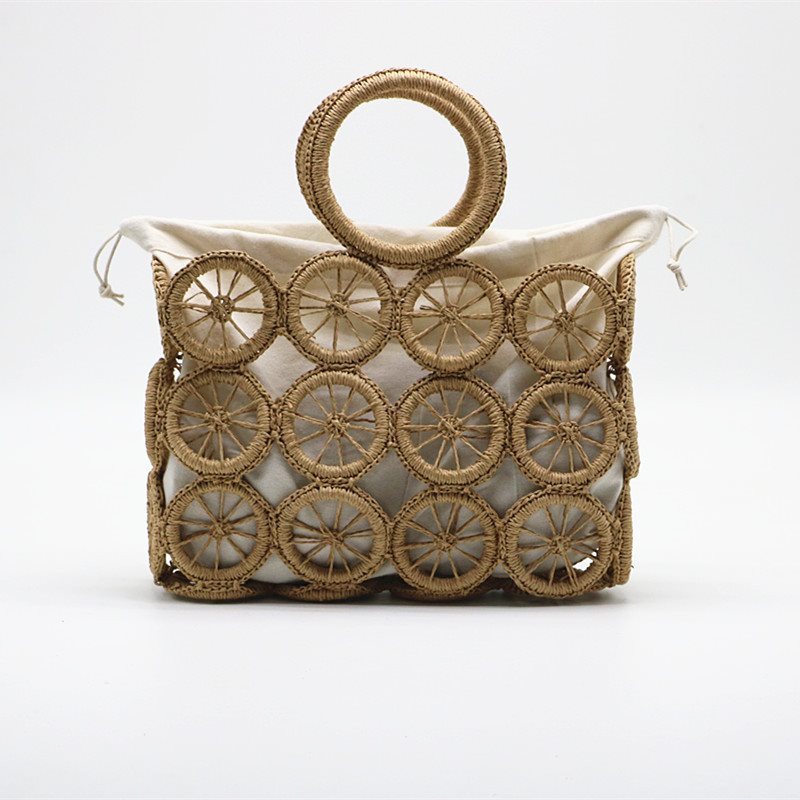 The New Circle Hollow Paper Rope Woven Bag Diagonal Straw