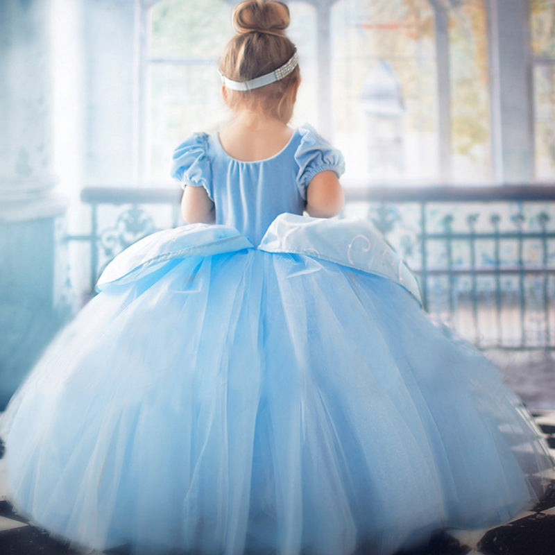 Vestido de princesa Cenicienta con falda de malla azul