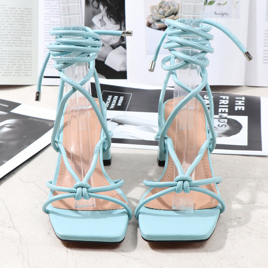 Women's Cross Strap Toe Chunky Heel Sandals