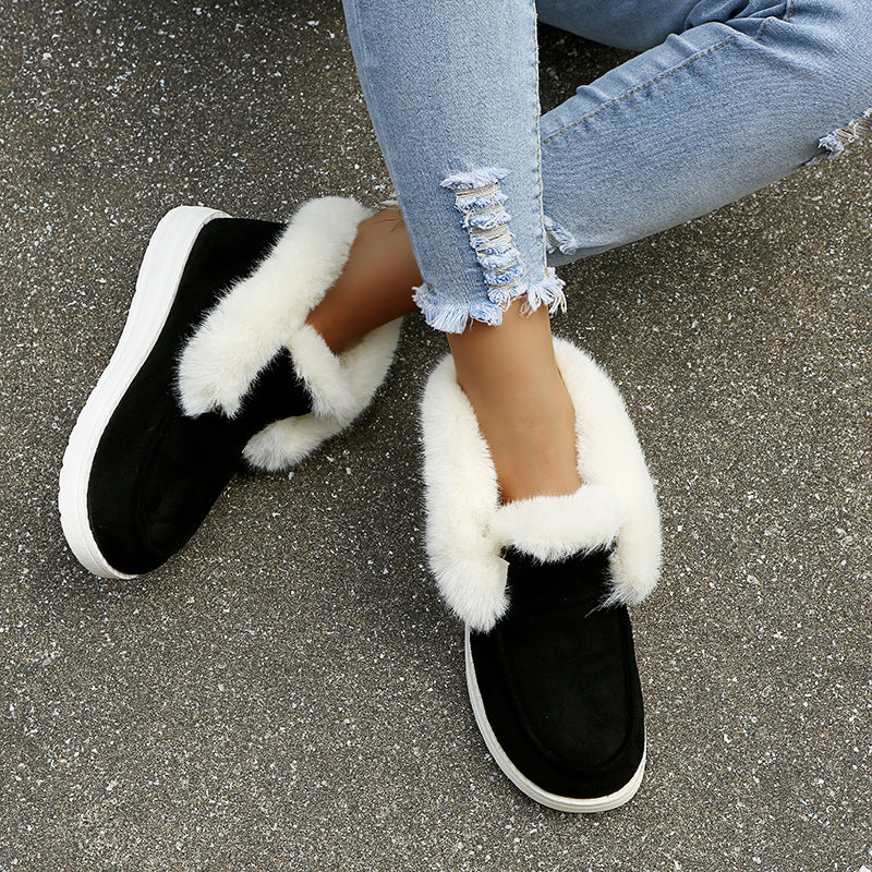 Botas de nieve cálidas para invierno, botines de piel de felpa para mujer