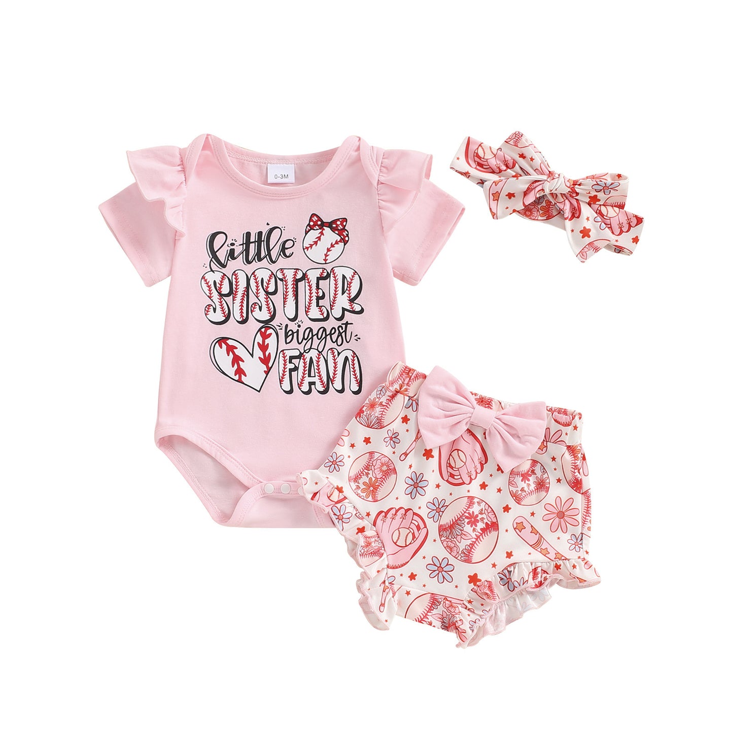 Girls' Letter Printing Onesie Small Chrysanthemum Printing