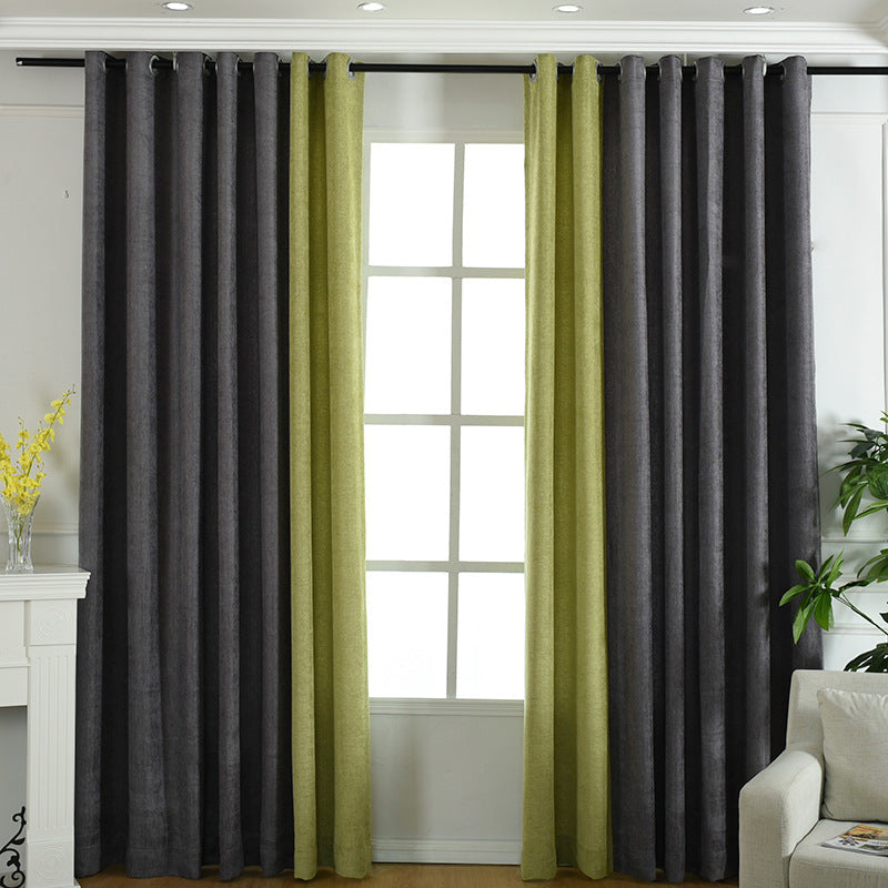 Factory Direct Stitching Simple Solid Chenille Curtain High Shading Curtain Finished Living Room Bedroom Curtains