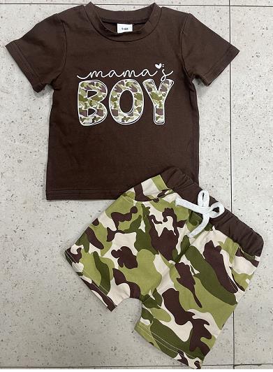 New Camouflage Letter Print Short-sleeve Suit