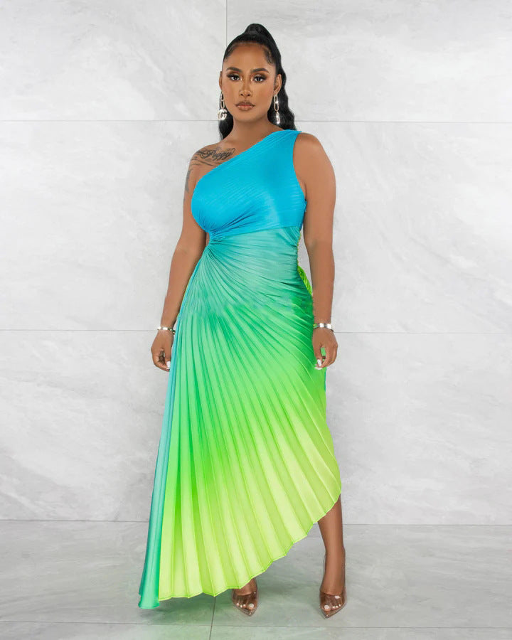 Gradient Sexy Pleated Dress