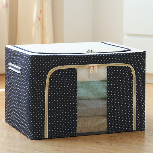 Steel Frame Storage Box Oxford Cloth Sorting Box Quilt Storage Box Folding Wardrobe Cloth Art Extra Large Storage Bag with Cover