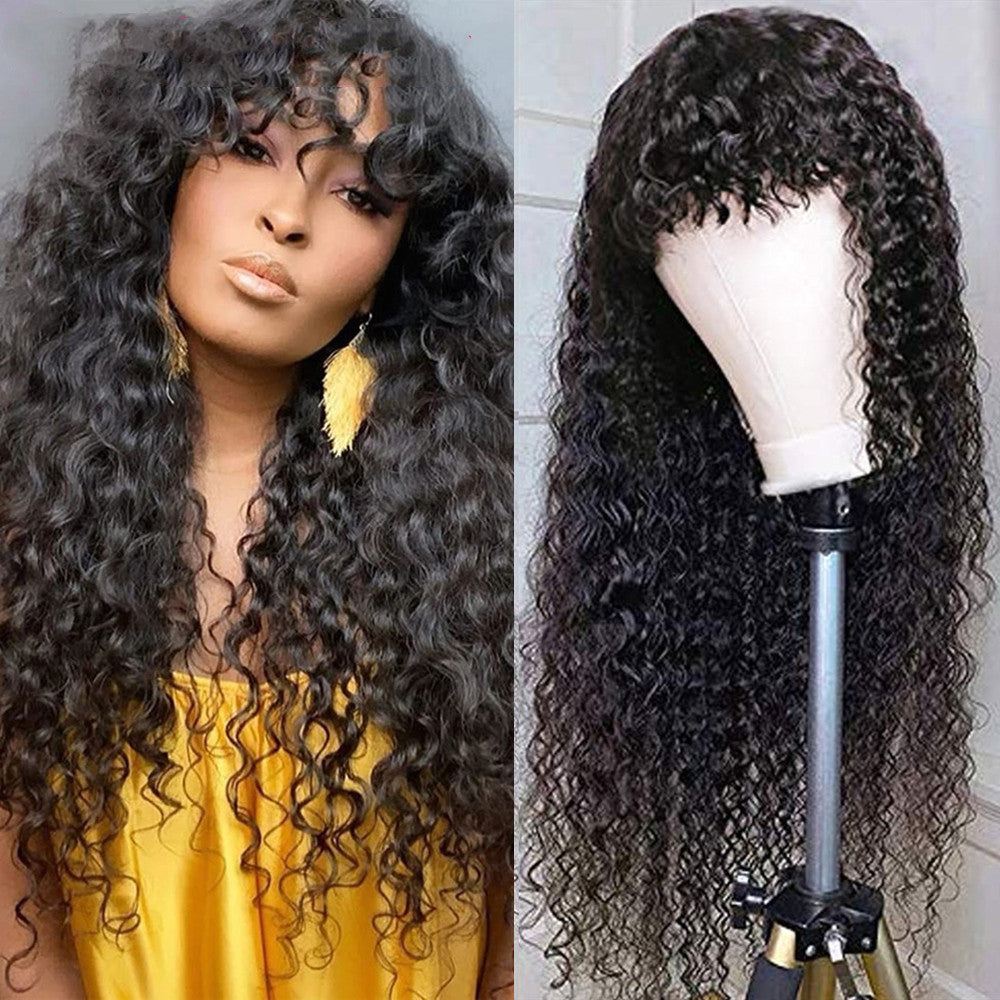 Full Mechanism Curved Bangs Brazilian Hair Real Hair Headgear