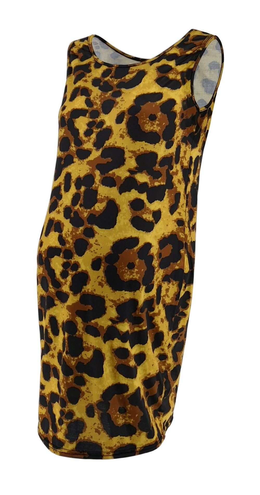 Vestido de leopardo de verano sin mangas para mujeres embarazadas