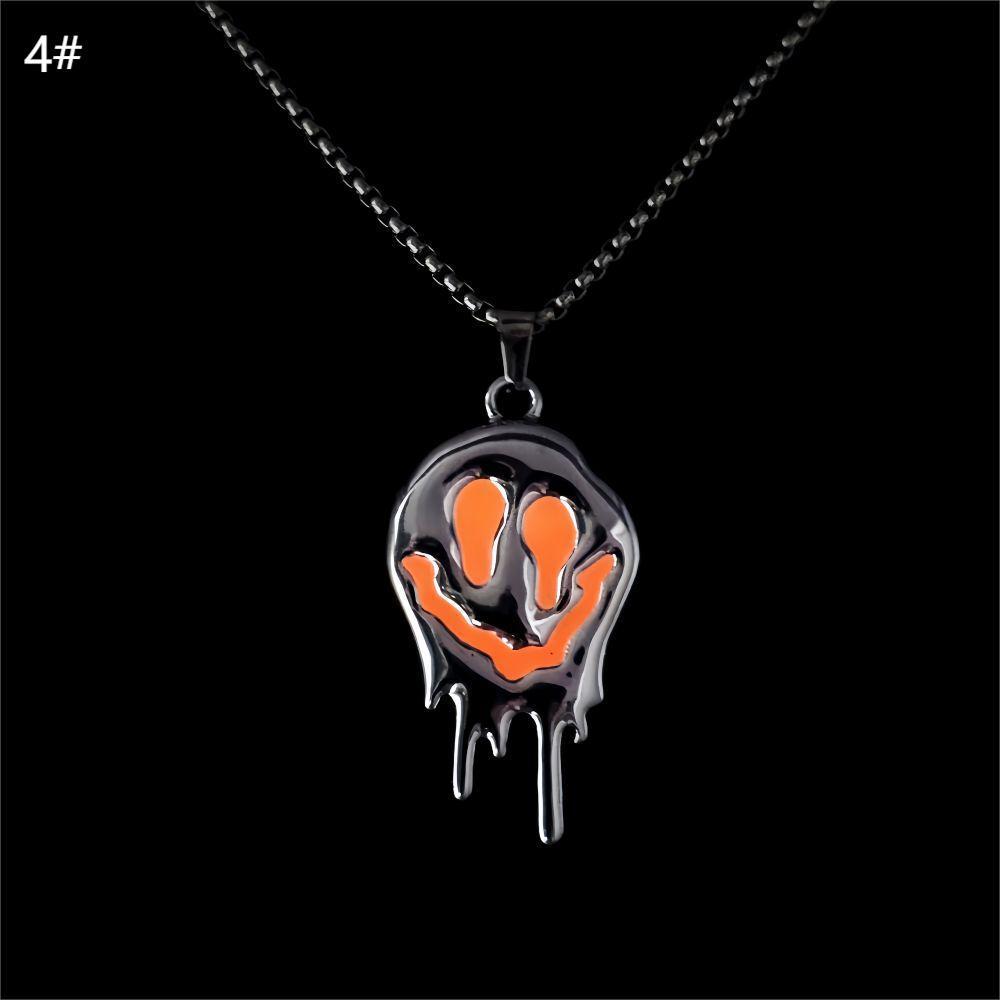 Zinc Alloy Noctilucent Necklace Halloween Ghost Glowing Grimace Pendant