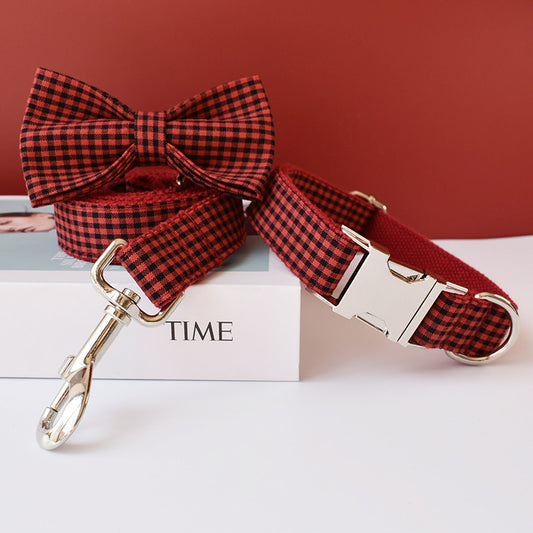 Red And Black Plaid Cotton Alloy Accessories