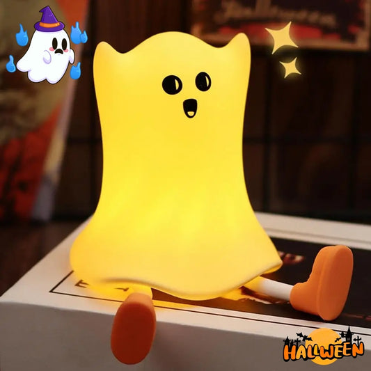 Halloween Silicone Ghost Shaped Bedside Lamp With Touch Control Soft Glow For Water-resistant Decoration