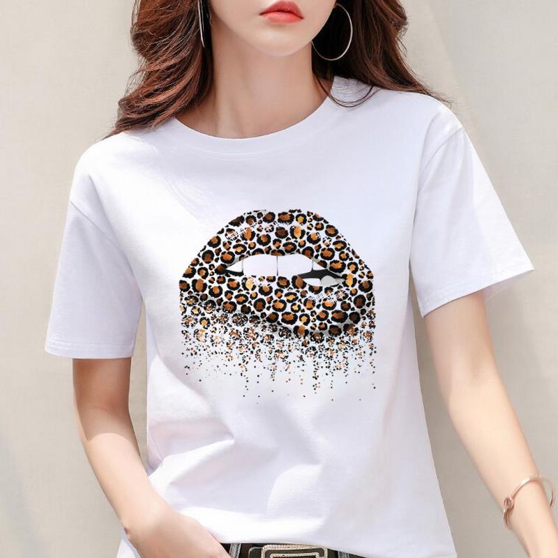Women's Leopard Print Heart Printing New Short Sleeve