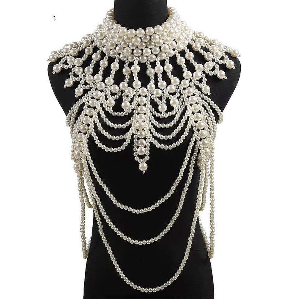 Shoulder Knot Handmade Pearl Shawl Shoulder Chain Bridal Wedding Dress Decoration