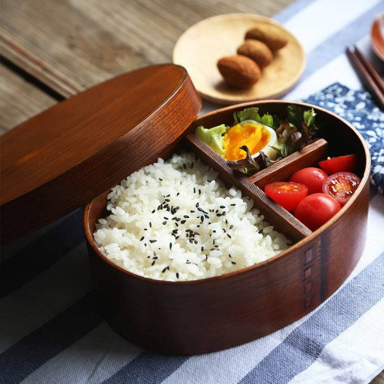 Oval Brown Wooden Sushi Creative Wooden Tableware Lunch Box